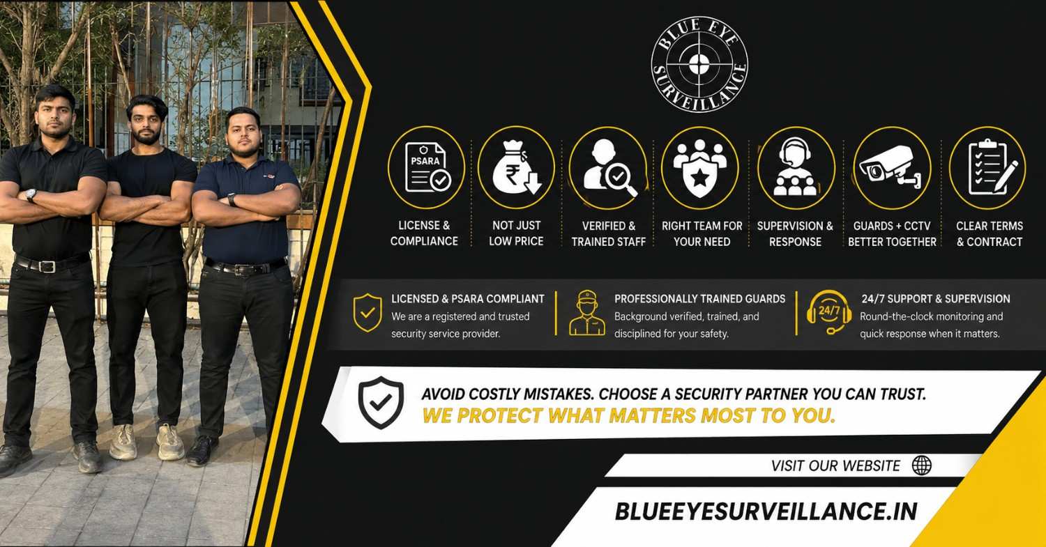 Professional security guard representing security company hiring and selection