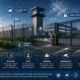 Perimeter security system with fences, CCTV cameras, intrusion sensors, access control and security personnel
